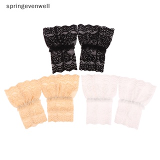 [springevenwell] สายรัดข้อมือ ผ้าลูกไม้ จับจีบ ถอดออกได้ สําหรับตกแต่ง 1 คู่