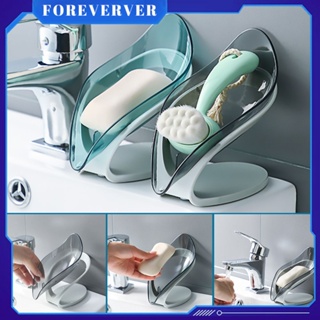 ♡In Stock Leaf Shape Soap Box Bathroom Drainage Soap Holder Storage Container Transparent Leaf-shaped Soap Dish Drain Soap Holder fore