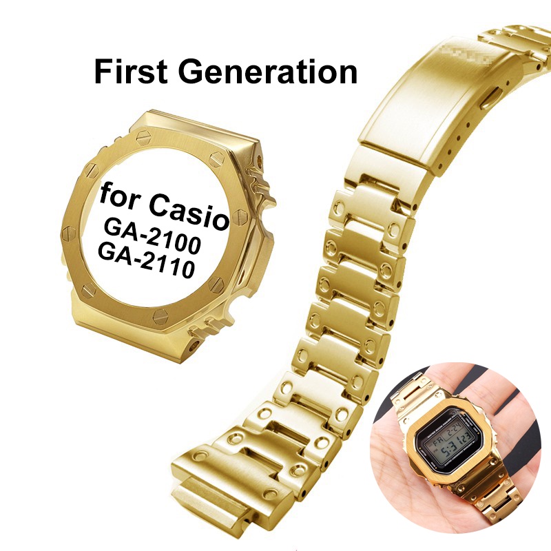 สายนาฬิกาข้อมือสเตนเลส 316L และเคส สําหรับ Casio G-shock GA-2100 Watch Band Bezel for 1st Generation Bracelet for GA-2110 Metal Wristband