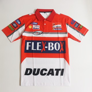 เสื้อเชิ้ต Ducati Mens Collar Printed Heat Transfer สไตล์สปอร์ตพรีเมี่ยม