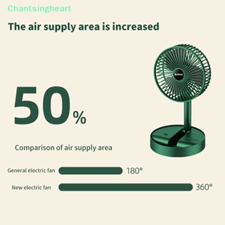 &lt;Chantsingheart&gt; พัดลมตั้งโต๊ะไร้สาย ขนาดเล็ก แบบพกพา ชาร์จ USB คุณภาพสูง สีเขียว ลดราคา