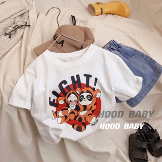 พร้อมส่ง เสื้อยืดแขนสั้นลําลอง คอกลม ผ้าฝ้าย ทรงหลวม แฟชั่นฤดูร้อน สําหรับเด็กผู้ชาย