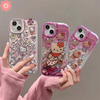 เคสโทรศัพท์มือถือนิ่ม ลายการ์ตูนคิตตี้น่ารัก 3D เลเซอร์การ์ด หรูหรา สําหรับ IPhone 11 13 14 12 Pro MAX 7Plus XR 7 8 6 6S Plus X XS MAX SE 2020