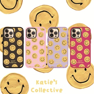 Casetify X Be Happy by Katies Collective RosePink เคสโทรศัพท์มือถือแบบนิ่ม ใส กันกระแทก สําหรับ iPhone 14 13 12 11 Pro MAX IX XS MAX XR 6 6s 7 8 Plus