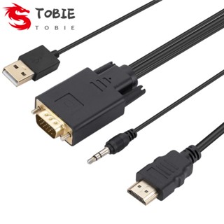 Tobie VGA สายเคเบิลอะแดปเตอร์ เอาท์พุท HDMI เป็น VGA ตัวผู้ เป็นตัวผู้ 1.8 ม. สําหรับกล่องทีวี DVDPlayer โปรเจคเตอร์ โทรทัศน์