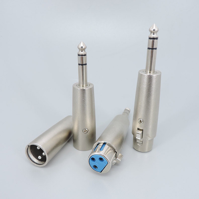 อะแดปเตอร์ปลั๊กแจ็คไมโครโฟน ตัวผู้ 6.5 เป็น 3Pin XLR ตัวเมีย ชุบนิกเกิล 3 ขั้ว ขนาด 1/4 นิ้ว 6.35 มม. สีเงิน a1