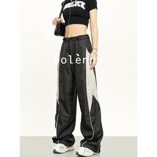 Solenne  กางเกงขายาว กางเกงยีสน์ผู้หญิง ทรงหลวม ๆ ตรง Retro Hip Hop Pants 2023 NEW Style Beautiful fashion ทันสมัย พิเศษ A20M08G 36Z230909