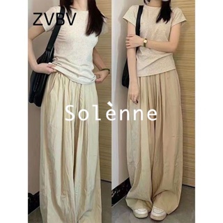 Solenne  กางเกงขายาว กางเกงยีสน์ผู้หญิง ทรงหลวม ๆ ตรง Retro Hip Hop Pants 2023 NEW Style Chic Beautiful สบาย ทันสมัย A23L0GT 36Z230909