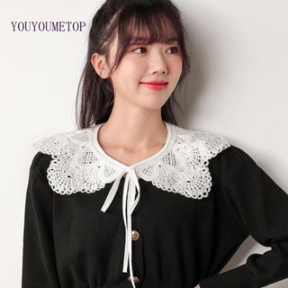 Youyo ปกเสื้อลูกไม้ปลอม แบบกลวง ถอดออกได้ สําหรับตกแต่ง