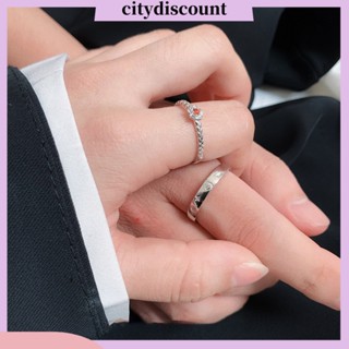 &lt;citydiscount&gt; แหวนทองแดง ประดับเพทาย ลายดอกไม้ ปรับได้ หรูหรา แวววาว เครื่องประดับแฟชั่น สําหรับคู่รัก