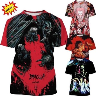 ใหม่ เสื้อยืดลําลอง แขนสั้น คอกลม พิมพ์ลาย Dracula 3D สไตล์สตรีท แฟชั่นสําหรับผู้ชาย 2XS-6XL 2023