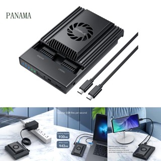 Nama M 2 NVME SSD Enclosure Case Double Bay SDD เคส พร้อมพัดลมระบายความร้อน USB3 2 M 2 SSD 10Gbps สําหรับ 2230 2242 2260 2280