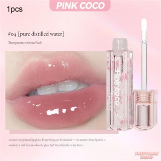 PINKCOCO 4 Color Luster Glass Lips Honey Moisturizing, Graffiti Mouth Moisturizing Mirror Lip Oil Pink Lipstick [prettylady]