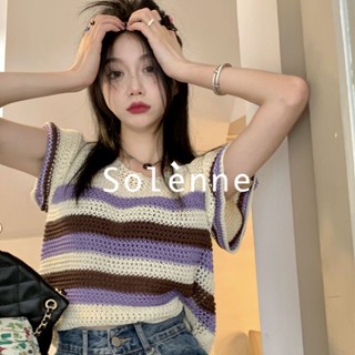 Solenne  เสื้อครอป เสื้อยืดผู้หญิง ครอป baby tee สาวเรโทร 2023 NEW Style พิเศษ fashion Korean Style ทันสมัย A29J1HN 36Z230909