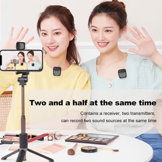 ไมโครโฟนไร้สาย Lavalier 2.4G พร้อมกล่องชาร์จ สําหรับ iPhone Android Live Streaming DSLR Camera Phone