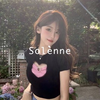 Solenne  เสื้อครอป เสื้อยืดผู้หญิง ครอป baby tee สาวเรโทร 2023 NEW Style ทันสมัย Chic รุ่นใหม่ คุณภาพสูง A29J12V 36Z230909