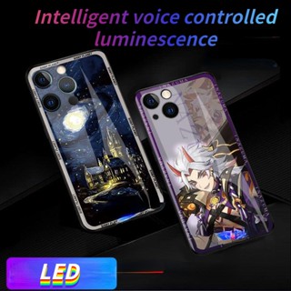 Mg Ghost King เคสโทรศัพท์มือถือแบบแก้ว LED เรืองแสง ไฮเอนด์ สําหรับ Samsung S23ultra S23Plus S21ULTRA S21Plus S22Plus S22ULTRA S20plus A14 A72 A71 A52 A51 NOTE10Plus NOTE20ultra A53