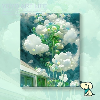 Yy Art ภาพวาดสีน้ํามันอะคริลิค รูปกราฟฟิตี้ ไม่มีกรอบ ขนาด 40X50 ซม. สีเขียว สําหรับตกแต่งบ้าน diy MO100