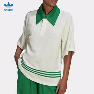 Adidas Originals เสื้อโปโล แขนสั้น ปักลายโลโก้ ทรงหลวม สําหรับผู้หญิง IB2032