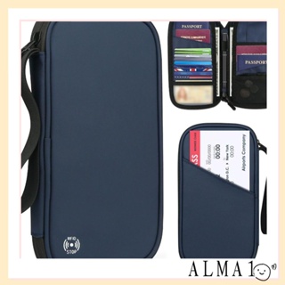 Alma กระเป๋าสตางค์ กระเป๋าใส่หนังสือเดินทาง น้ําหนักเบา กันน้ํา พร้อมบล็อก RFID สําหรับผู้ชาย และผู้หญิง