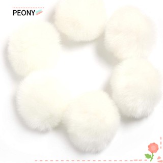 PEONYPAVILION ปอมปอมขนสุนัขจิ้งจอกปลอม อะคริลิค 3.9 นิ้ว 10 ซม. สีขาว ติดง่าย สําหรับถักหมวก 6 ชิ้น