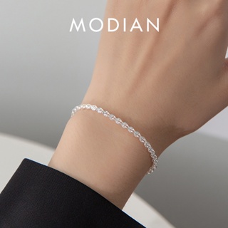 Modian สร้อยข้อมือเงินแท้ 925 แบบกลวง เรียบง่าย ของขวัญวันวาเลนไทน์ สําหรับผู้หญิง