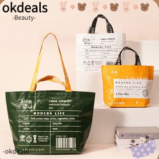 OKDEALS กระเป๋าสะพายไหล่ กระเป๋าช้อปปิ้ง ผ้าไนล่อน ขนาดใหญ่ จุของได้เยอะ แบบพกพา ใช้ซ้ําได้