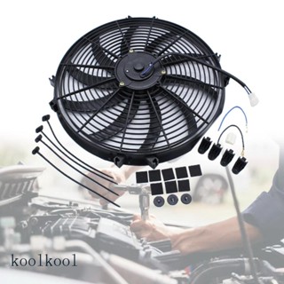 Kool ชุดพัดลมระบายความร้อนไฟฟ้า 16 นิ้ว 12V 120W สีดํา สําหรับรถยนต์