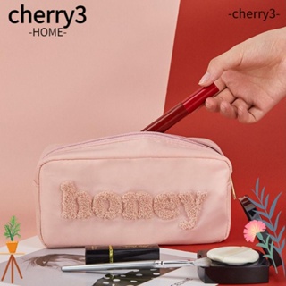 CHERRY3 กระเป๋าเครื่องสําอาง ผ้าไนล่อน ปักลายตัวอักษร สําหรับเดินทาง