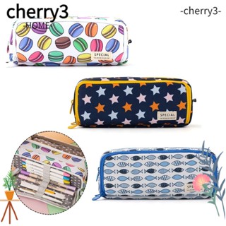 Cherry3 กระเป๋าเครื่องเขียน กระเป๋าปากกา พิมพ์ลาย สองชั้น กันน้ํา ความจุขนาดใหญ่