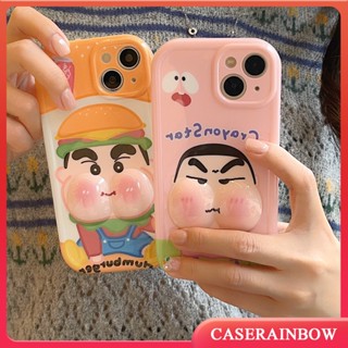 เคสโทรศัพท์มือถือ กันกระแทก ลายการ์ตูนชินจัง 3D แนวตลก สร้างสรรค์ สําหรับ IPhone 12 11 13 14 Pro MAX 14 11 XR X 7Plus 6 8 6S 7 Plus SE 2020 XS MAX