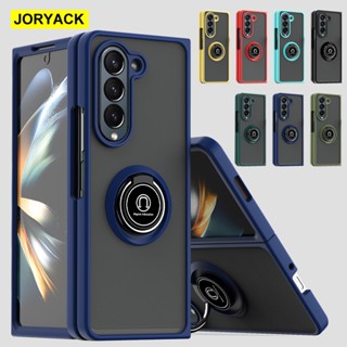 เคสโทรศัพท์ TPU PC กันกระแทก พร้อมแหวนขาตั้ง หรูหรา สําหรับ Samsung Galaxy Z Fold 5 Fold 4 Fold 3