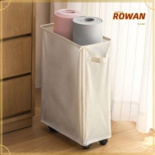 Rowans ตะกร้าเก็บเสื่อโยคะ ผ้าออกซ์ฟอร์ด พับได้ คุณภาพสูง สีเบจ พร้อมล้อ สําหรับซักผ้า บ้าน