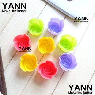 Yann1 แม่พิมพ์ซิลิโคน รูปดอกกุหลาบ สุ่มสี สําหรับทําช็อคโกแลต เยลลี่ เบเกอรี่ 8 ชิ้น