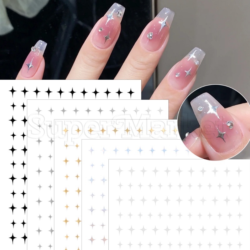 [ Featured ] สติกเกอร์ติดเล็บ ลายดาว 3D มีกาวในตัว สีทอง สีเงิน เรียบง่าย สําหรับตกแต่งเล็บ DIY 1 ชิ้น