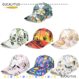 Eutus หมวกเบสบอล กันแดด ป้องกันรังสียูวี พิมพ์ลายดอกไม้ ปรับได้ สําหรับชายหาด