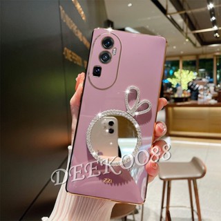 ใหม่ เคสโทรศัพท์มือถือแบบนิ่ม ลายโบว์น่ารัก 3D พร้อมกระจก สําหรับ Oppo Reno10 Pro Plus Pro+ Reno8 T A78 4G 5G A78 Reno 10 10Pro Reno10Pro+ 2023