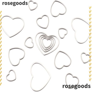 Rosegoods1 จี้สเตนเลส รูปหัวใจ สีเงิน แฮนด์เมด สําหรับทําเครื่องประดับ แหวน