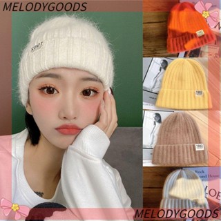 Melodg หมวกถักแฟชั่น แฮนด์เมด หนา ให้ความอบอุ่น ดิจิทัล สีพื้น