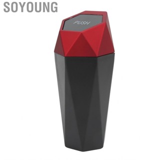 Soyoung Garbage Cup with Lid Leakproof Auto Trash Can Red Black Practical Stylish Multipurpose High Strength for Vehicles Office