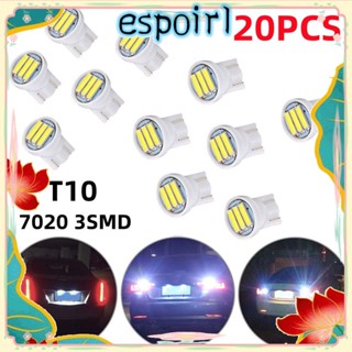 Espo หลอดไฟ LED 12V 7020 3SMD สีขาว สําหรับติดป้ายทะเบียนรถยนต์ 20 ชิ้น 20 ชิ้น