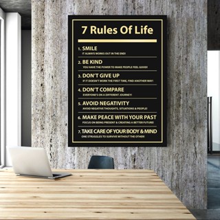 7 Rules of Life โปสเตอร์ภาพวาดผ้าใบ พิมพ์ลาย สําหรับตกแต่งผนังบ้าน ออฟฟิศ 0711