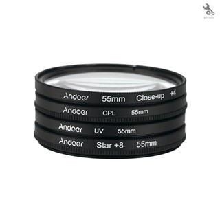 {self} Andoer 55mm UV+CPL+Close-Up+4 +Star 8-Point Filter Circular Filter Kit Circular Polarizer Filter Macro Close-Up Star 8-Point Filter with Bag for   Pentax  DSLR