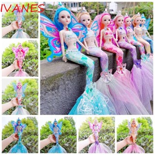 Ivanes BJD ตุ๊กตานางเงือก ปีกผีเสื้อ หางไหมพรม ของเล่นแต่งตัว Kawaii 45 ซม. BJD นางเงือก เด็กผู้หญิง ของขวัญวันเกิด