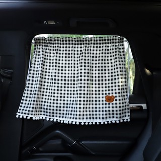 Auto Curtain Sunshade Cotton Plaid Bear Sun Protection Thermal Insulation Car Curtain Summer Car Interior Design Supplies Car sunshade curtains  car sun protector