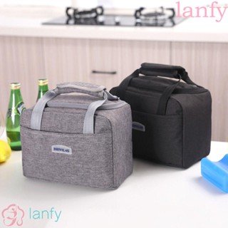 Lanfy กระเป๋าใส่อาหารกลางวัน มีฉนวนกันความร้อน กันน้ํามัน ความจุสูง ใช้ง่าย สองชั้น สําหรับปิกนิก