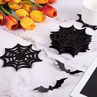 ｛Halloween Decor｝แผ่นรองแก้ว ลายใยแมงมุม สําหรับตกแต่งปาร์ตี้ฮาโลวีน