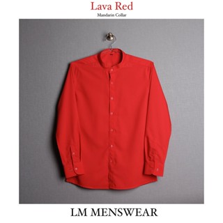 เสื้อเชิ้ตคุณภาพ คอจีน สีแดงลาวา (Red Lava)