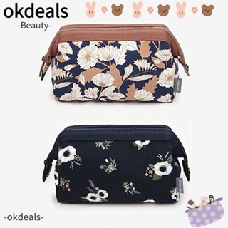 Okdeals กระเป๋าเครื่องสําอาง กระเป๋าสตางค์ ผ้าไนล่อน กันน้ํา มีซิป แบบพกพา สําหรับผู้หญิง