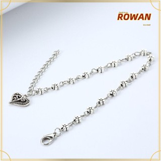 Rowans สร้อยข้อเท้า โลหะผสม รูปหัวใจ ลายดอกไม้ สีเงิน เครื่องประดับแฟชั่น สําหรับผู้หญิง